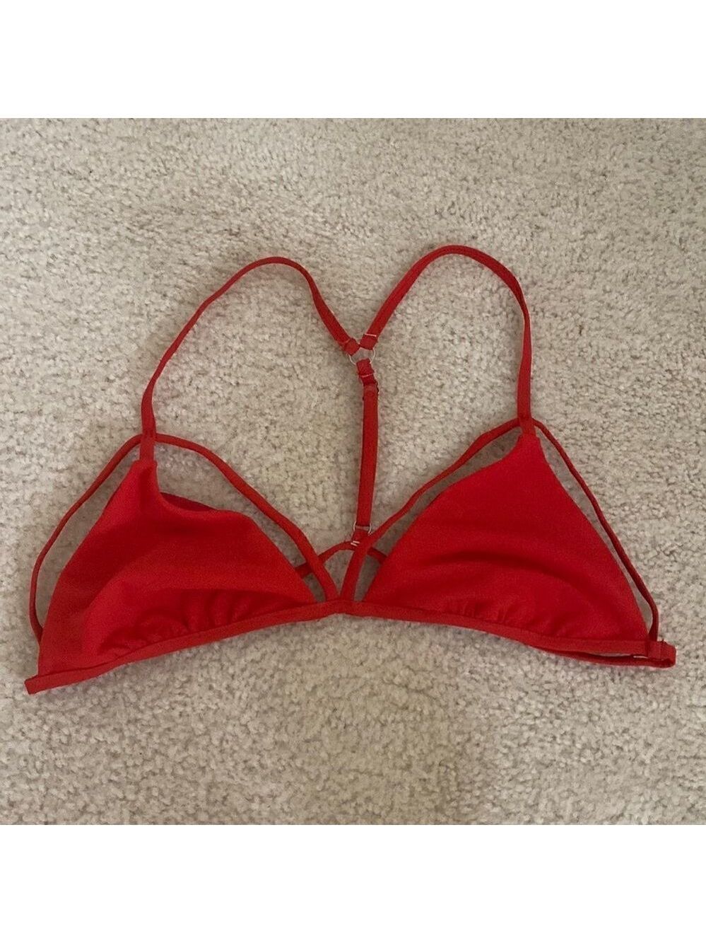 Blue Life Triangle Bikini Top Red Adjustable T-Strap - Picture 2 of 8